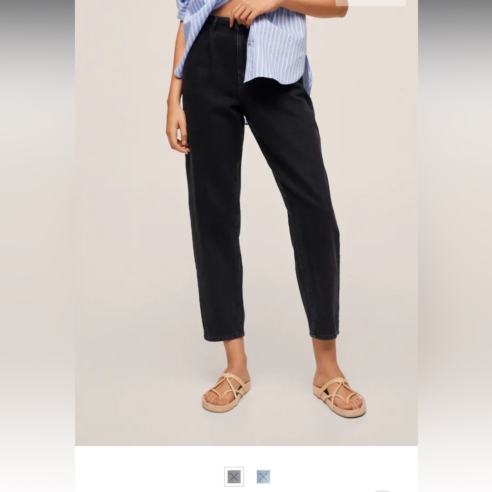 NWT Mango Regina Slouchy Cropped jeans size 14/46 black